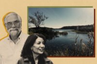 Peconic Land Trust president John v.H. Halsey and Governor Kathy Hochul with Broad Cove Preserve in Aquebogue