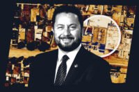 Pico Rivera Mayor Gustavo Camacho with an aerial view of 9531 Beverly Road