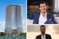 Developer Mikael Hamaoui and Prestige Imports CEO Brett David with the Pagani Residences
