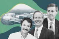 McCord Development's Ryan McCord, Acting Texas Comptroller of Public Accounts Kelly Hancock and Eli Lilly’s David Ricks with rendering the planned project