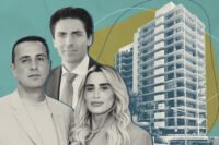 Mast Capital’s Camilo Miguel and BH Group’s Isaac and Liat Toledano with 2545 South Bayshore Drive