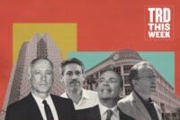 (back) 111 West Ocean Boulevard and 385 East Colorado Boulevard; (front) Izek Shomof, Matt Mahan, Rick Caruso and Donald Bren
