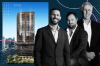 Ryan Shear, Kevin Maloney, Dan Kaplan with a rendering of One Twenty Brickell Signature Residences