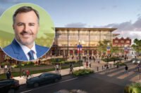The Rainier Development Companies’ Danny Lovell and a rendering of the planned arena at the Rock Creek Entertainment District