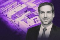 Portman Holdings’ John C. Portman IV with a rendering of the project at 3616 Center Street in Houston's Washington Corridor
