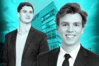Stream Realty Partners’ Parker Noble and Woodside director Hunter Norris with 7908 North Sam Houston Parkway West in Houston (Getty, Stream Realty