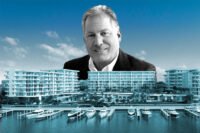 Catalfumo Companies Daniel Catalfumo and a rendering of the Ritz-Carlton Residences Palm Beach Gardens at 2200 PGA Boulevard renderings