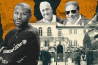 Floyd Mayweather Jr., Joe Nakash and Eli Gindi with the Versace Mansion property