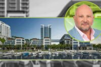 Forest Development's Peter Baytarian and a rendering of plans for Riviera Beach’s Marina Village