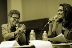 Mayor Karen Bass and Fourth District Council Member Nithya Raman