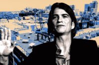 Adam Neumann with the Flow Wynwood apartment building at 176 Northwest 25th Street in Miami’s Wynwood