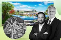 Kenneth Stiles of Stiles and Andy Ansin of Sunbeam Properties with the development site at 11125 Miramar Parkway in Miramar and a rendering of the project