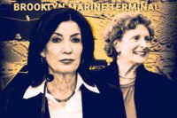 Governor Kathy Hochul and Brooklyn Assemblymember Jo Anne Simon with Brooklyn Marine Terminal