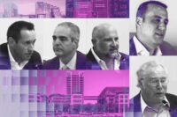 Related Group's Jon Paul Pérez, Albert Milo; Forest Development's Peter Baytarian; BH Group's Isaac Toledano; Sonneblick Development's Robert Sonneblick, and the renderings of the project 