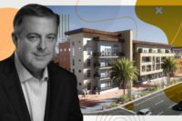 ZOM Living CEO Greg West with a rendering of Mezzo Desert Ridge