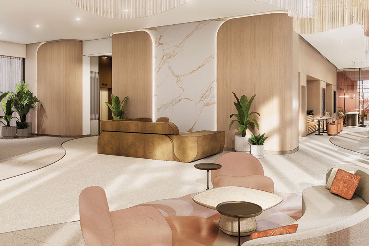 Renderings of Link at Douglas mixed-use project and of the Crescendo apartment tower