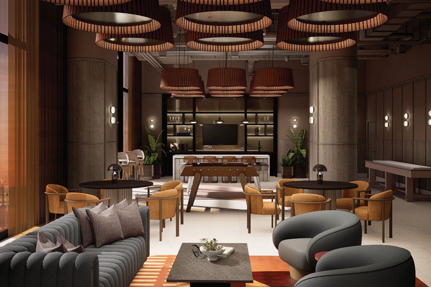 Renderings of Link at Douglas mixed-use project and of the Crescendo apartment tower