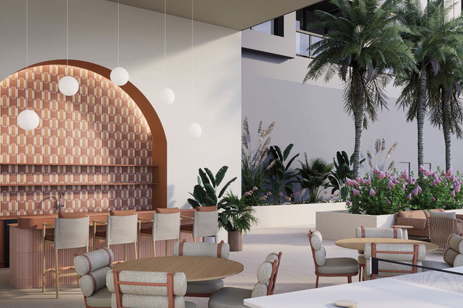 Renderings of Link at Douglas mixed-use project and of the Crescendo apartment tower