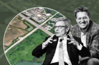 Allstate's Tom Wilson and Opus' Tim Murnane with the site at Higgins and Bartlett roads intersection, just outside of Barrington