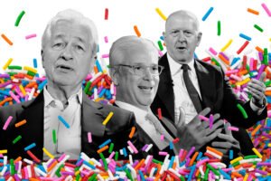 JPMorgan CEO Jamie Dimon, Goldman Sachs CEO David Solomon and Wells Fargo CEO Charlie Scharf