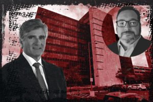 IB Parks' Gene Staples and Bridge Investment Group's CEO Jonathan Slager with 8550 W Bryn Mawr Ave, Chicago