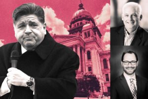 JB Pritzker, Republican state Representative Martin McLaughlin of Barrington Hills, Democratic state Representative Daniel Didech of Buffalo Grove and 401 S 2nd Street in Springfield
