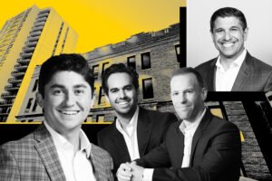 Kiser Group's Dan Gonzalez, Aaron Sklar and Noah Birk and JAB Real Estate's Frank Campise with 1552 N. LaSalle Dr.