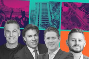 Robert Finvarb Companies' Robert Finvarb, Edgardo Defortuna, Compass' Mike Martirena and JLL’s Jon Rose with Courtyard Marriott Coconut Grove and Lincoln Road