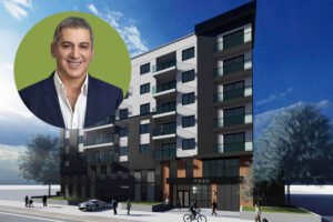 Matt Towfighian of Warner Mega Properties LLC and a rendering of 7220 North Owensmouth Avenue