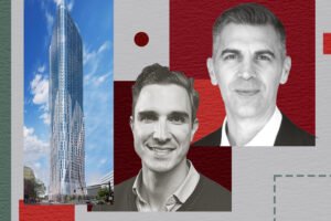 A rendering of 2966 John F. Kennedy Boulevard in Jersey City with Integritas Capital’s Stephen Palmese and Kriss Capital’s Jody Kriss