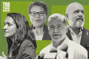 Nithya Raman, Karen Bass, Xavier Becerra and Steve Hilton