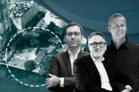 Kushner CEO Laurent Morali, Cain CEO Jonathan Goldstein and OKO Group CEO Vlad Doronin with the site at 614 and 720 Northeast 27th Street in Edgewater