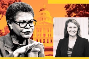 Mayor Karen Bass and California State Assembly member Buffy Wicks with the California State Capitol