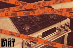 Gas stove covered in caution tape