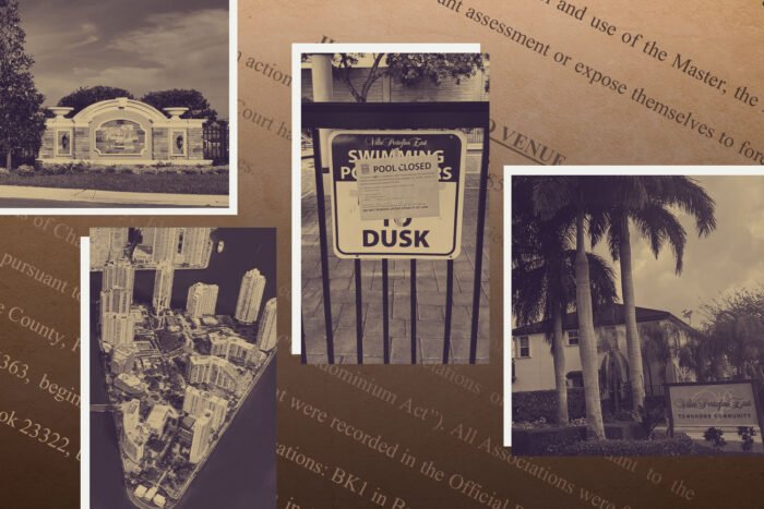 Alleged neglected portion of Villa Portofino East complex in Homestead; aerial of Brickell Key, Portofino Vista at 3414 Allegra Circle and Villa Portofino East at 1000 Northeast 30th Avenue