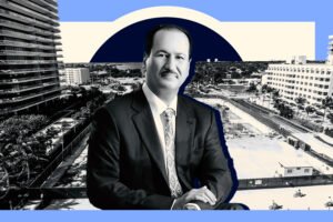 Damac Properties' Hussain Sajwani with the Champlain Towers South condo in Surfside