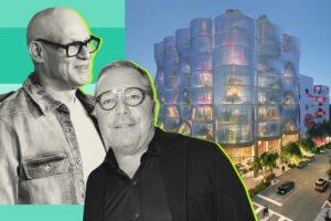 Craig Robins and Bippy Siegal with rendering of Sweetbird North