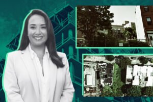 Habitat for Humanity New York City and Westchester County CEO Sabrina Lippman with street and aerial of 1794 St. John’s Place