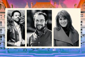 Eon Huntley, David Orkin and Jeannine Kiely with the New York State Capitol Building