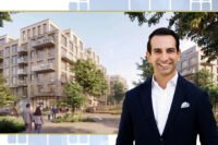 Presidio Bay Ventures' Cyrus Sanandaji and a rendering of plans for 345 Middlefield Road, Menlo Park