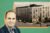 Alexandria CEO Peter Moglia with rendering of eight-story apartment building, replacing a bioscience facility in Lower Queen Anne