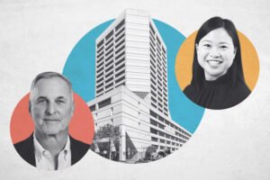 Hudson Pacific CEO Victor Coleman, Angela Yip and 1455 Market Street exterior