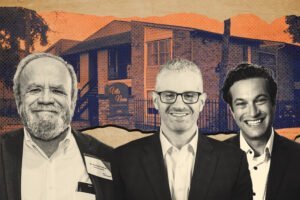 Kalkan Capital’s Fercan Kalkan with Longacre’s Peter Hungerford & David Kaye; Villa Nueva Apartments at 5300 West Gulf Bank Road