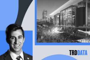 Houston First Corporation managing partner Jay Zeidman and a rendering of the George R. Brown Convention Center