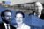 Danny Wirtz and Michael Reinsdorf with a rendering of 1901 West Madison Street; Joe Mansueto with a rendering of Chicago Fire Stadium