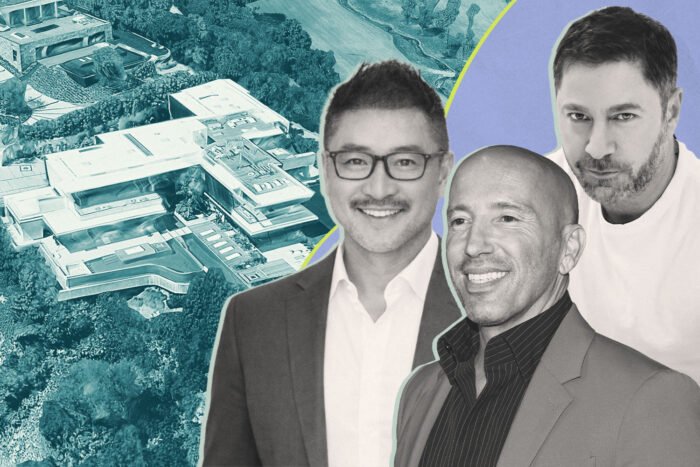 Michael Chen, The Oppenheim Group’s Jason Oppenheim and Christie’s International Real Estate Southern California's Aaron Kirman with 11005 Bellagio Place