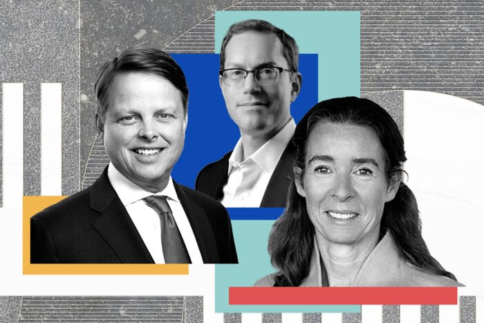 LXP Industrial Trust CEO Thomas Eglin, Jr., Brookfield Real Estate CEO Lowell Baron, and CPP Investment's Sophie van Oosterom