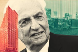 Frank Gehry with Icehenge Desk and Inland Steel Building