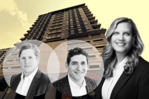 Four Peaks Multifamily Partners co-founders Daniel Ross and James Bloomingdale with Centerspace CEO Anne Olson and 360 West 13th Avenue
