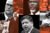Clockwise from top left: Chicago Bears' George H. McCaskey, Mayor Brandon Johnson, Indiana Governor Mike Braun, Governor J.B. Pritzker and Kevin Warren with renderings of Chicago Bears' proposed Arlington Heights stadium (Photo-Illustration by Kevin Rebong/The Real Deal; Getty Images, Chicago Bears)